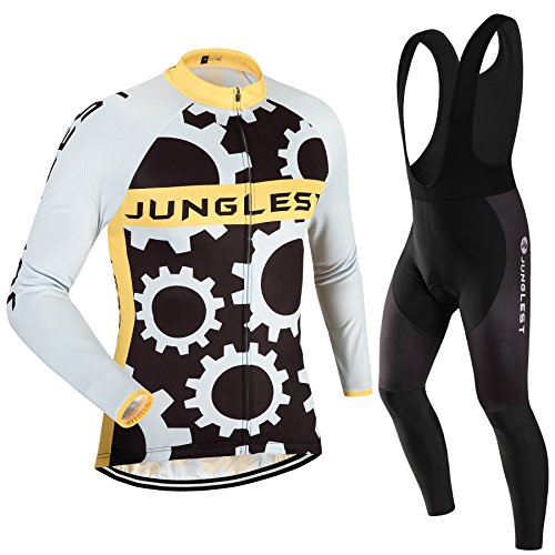 [Größe:S-5XL][option:Trägerhose,3D 2.8cm Sitzpolster] Fahrrad Trikot Langarm Radhose Radtrikot Fahrradbekleidung Herren Männer Hemd mit lange Ärmeln Set Cycling OutdoorTrikots Windjacke Neue