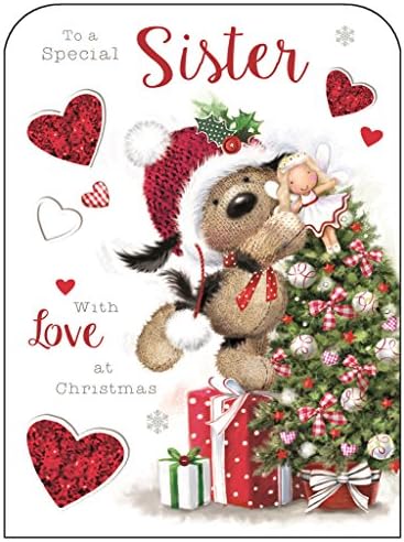 Christmas Card (JJ2784) To Special Sister - Christmas Fudge Frosties - Flittered Finish