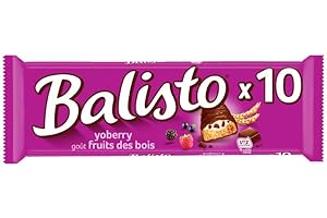 M&M'S BALISTO - Barre Biscuit Céréales et Chocolat au Lait Yoberry - 10 x 18,5g - Goût Fruits des Bois - Boite de Barres Chocolatées - 185g