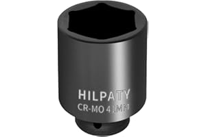 Hilpaty Sechskant Steckschlüsselein 41mm, 1/2 Zoll Vierkantantrieb Cr-Mo Schlagschraubereinsatz Radschrauben Nuss, 78mm Gesamtlänge