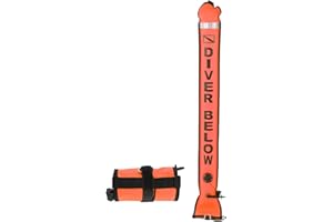 DEWIN Boa Segnalazione Sub, Boa Gonfiabile per Immersioni 120x15 cm, Indicatori di Immersione Gonfiabili Accessorio Nastro Riflettente ad Alta visibilità per Nuoto in Acque Libere