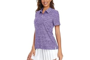 Gemulate Gym Top Women's Polo Shirts Ladies Golf Tops Short Sleeve 1/4 Zip Top Moisture Wicking Workout Golf Tennis Gym Running Tshirt M-3XL