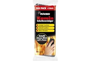 ‎RAKSO RAKSO Kaminscheibenreiniger - 4 Kaminglasreinger, 2x2 Stk. - Kaminreiniger Scheibe, Ofenglasreiniger, Kamin Scheibenreinigung, Kaminglas Reiniger, Ofenreiniger Kamin