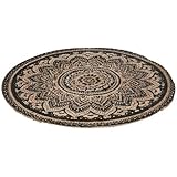 Alfombra mosaico yute Natural y negro