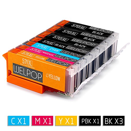 WELPOP Kompatibel Ersatz für Canon PGI-570XL/ CLI-571XL Druckerpatronen (3 Groß Schwarz,1 Klein Schwarz,1 Cyan,1 Magenta,1 Gelb) Hoher Reichweite Kompatibel mit Canon Pixma MG5700 MG5750 MG5751 MG5752 MG5753 MG6800 MG6850 MG6851 MG6852 MG6853 MG7700 MG7750 MG7751 MG7752 MG7753 TS6050 TS6051 TS6052 TS5050 TS5051 TS5052 TS5053 Drucker