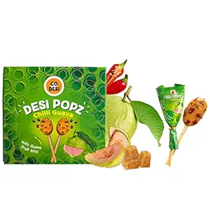 GO DESi POPz with Bits- Chilli Guava (40 Pcs ) | DESi POPz | Fruit Snacks | Lollipop for kids, 440gm