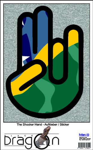 The Shocker Hand Decal Sticker Laptop skin 210x169 mm black Outline with Flag Solomon Islands-Salomon-Inseln