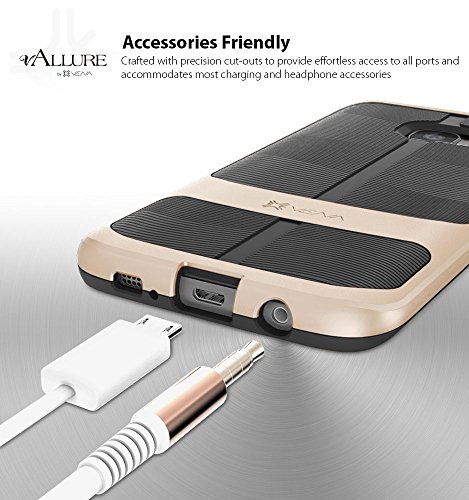 Samsung Galaxy S7 Edge Funda  Vena  vAllure  marco de parachoques  Prueba de choque  Guardia de las esquinas   Agarre fuerte h  brido de la cubierta  ultra delgada para Samsung Galaxy S7 Edge  Oro   Negro 