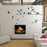 Tree and Bird Wall Stickers / Decals (Black)