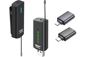 XIAOKOA Wireless Microfono,UHF Microfono Senza Fili,Microfono Lavalier,Microfono USB per PC/Telefono Cellulare,Adatto per Registrazione Vocale e Registrazione Video