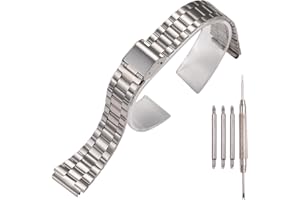 XBDSW Correa de repuesto de acero inoxidable de 18 mm compatible con Casio F-108WH AE1200WH A168WA A158WA LA670WGA A700W Accesorios de reloj para mujer y hombre