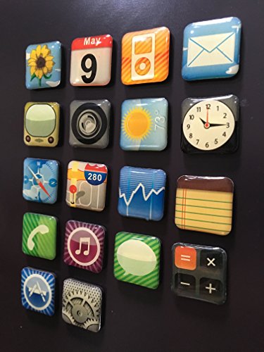 Haft-Magnete im App Design Kühlschrank-Magnete iPhone, iPad Apps Super-Magnete für den Edelstahl Kühlschrank, Magnettafel, Magnetwand 18-teilige Deko-Magnete 2x2x0,2 cm kleine bunte Neodym Magnete - 9