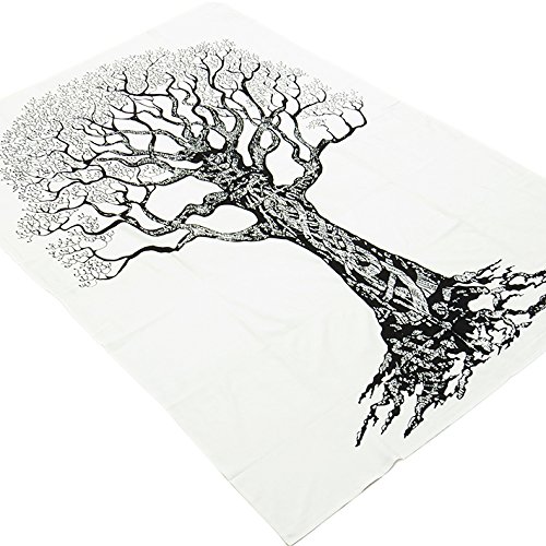 EYES OF INDIA – DOPPEL weiß HIPPIE INDIAN MANDALA BAUM LEBEN WANDTEPPICH Picknick Bohemian - 7