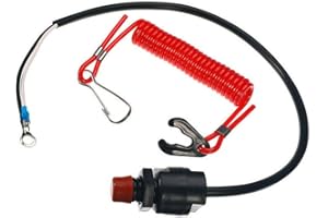 MoreChioce Interruttore di Arresto del Motore Fuoribordo con Cordoncino Sostituzione Interruttore di Uccisione del Motore Boats Engine Kill Stop Switch