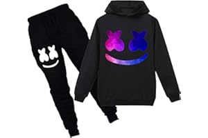 FLYCHEN Ragazzi e Bambini Tuta Sportiva Casuale Allentato a Tinta Unita Bellissimo Display Felpa con Pantaloni per Ragazzi