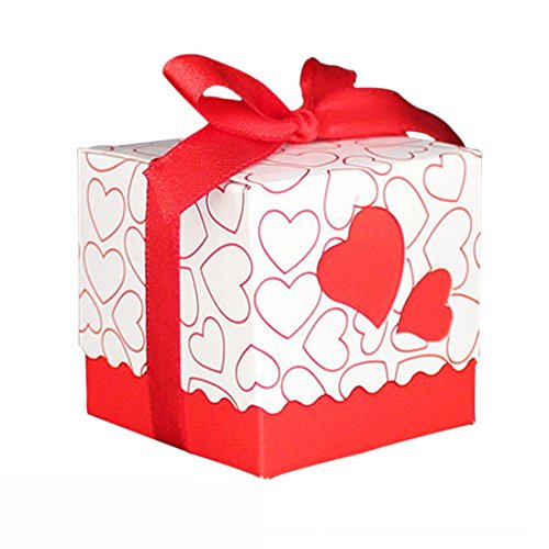 v-dragon 100 Hochzeit für Candy Kästchen Party Geschenk mit Bändern Rot