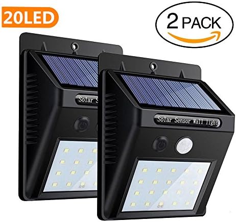 2 Packs Solar Lights Wireless Waterproof Super Bright 20 LEDs ,Solar Wall Lights Motion Sensor by KAINI,  Security Night Lighting Solar Powered Spotlight for Garden, Patio, Fence, Yard, Walkway, Driveway, Stairs, Outside Wall etc.