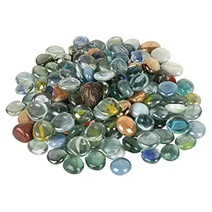 Color Stone Decorative Shiny Glossy Flower Glass Marble Stone Mix Pebbles for Vase Fillers Plant Pots Home Table Garden & Outdoor Decoration (Mix Pebbles, 3 Kg)