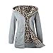 Produktbild Outdoorjacke Hirolan Frau Plus Samt Verdickt Mit Kapuze Sweatshirt Leopard Reißverschluss Mantel Damen Wintermantel Kapuzenjacke Parka Mantel Übergangsjacke Warme Funktionsjacke (L, Grau)