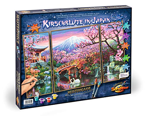 Schipper 609260751 - Peinture par numéro - Fleur de cerisier au Japon, Triptyque 50 x 80 cm