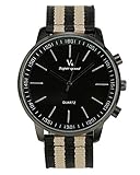 JSDDE Uhren,Casual Unisex Armbanduhr Einfaches Wasserdicht Quarzuhr Japanische Uhrwerk Nylon Armband Uhr,Schwarz