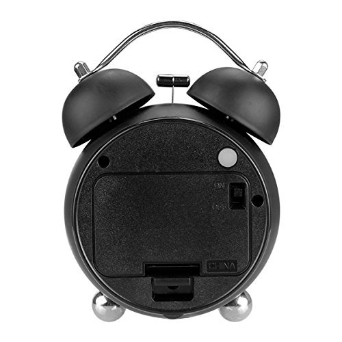 Doppelglockenwecker, Ubegood wecker Analog Quarzwecker Alarm Wecker kein Ticken geräuschlos , lauter Alarm, Batteriebetrieben Glockenwecker 3.5 Zoll(Schwarz) - 7