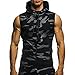 Produktbild Trada Kapuzenweste Top, erren Sommer Casual Camouflage Print mit Kapuze ärmellose T-Shirt Top Weste Bluse Tankshirt Muscle Gym Outdoor Sport Vest Tank Top Lässig Jacke Bluse (M, Schwarz)