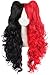 MapofBeauty Multi-color Lolita Long Curly Clip on Ponytails Cosplay Wig (Black/ Red)