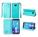 Produktbild Lonchee Samsung Galaxy S6 edge plus Wallet Tasche Brieftasche Schutzhülle , geprägten Design Hochwertige PU Leder Folio Tasche Case Hülle im Bookstyle mit Standfunktion Kredit Kartenfächer (Mint Green)