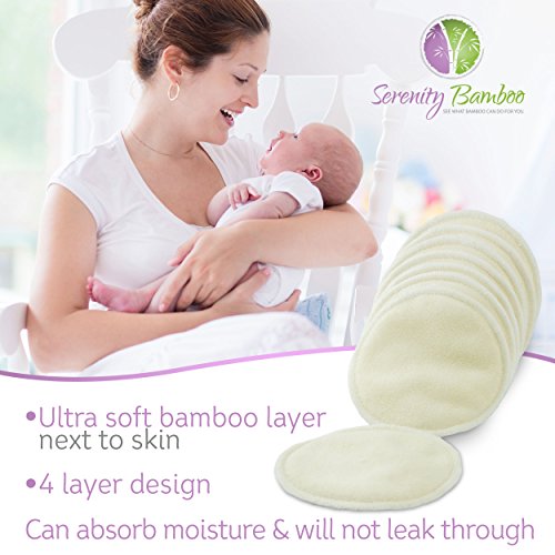 Waschbare Bio-Bambus-Stilleinlagen, 8er-Packung Farben (4 Paar) mit Waschbeutel – Natürlich und wiederverwendbar, extrem weich und super saugfähig: die ultimativ-luxuriöse Stilleinlage – von Serenity Bamboo - 3