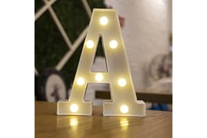 Tiardey - Luces de Letras con Forma de símbolo LED, lámparas de Mesa de plástico con Forma de Alfabeto,Fiesta de Cumplea?os, Boda, decoración para Colgar en la Pared del hogar Todos los días-A