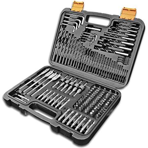 Terratek® 150-teiliges Bohrer-Set & Koffer - mit Schrauberbits, HSS-Bohrern, Holzbohrern, Flachbohrern, Steckschlüsseleinsätzen, Innensechskantschlüsseln & mehr