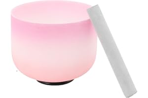 Lfhelper 8 in F Note Crystal Singing Bowl for Heart Chakra Healing, 99.99% Pure Quartz, Colored Quartz Singing Bowl for Meditation, Sound Therapy, Chakra Balancing, Deep Resonance