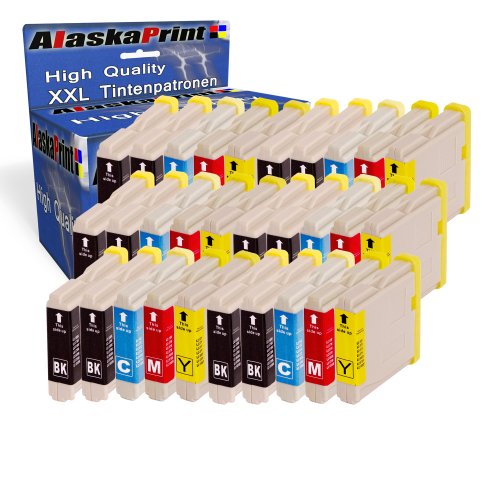 Premium 30er Set Druckerpatronen Kompatibel für Brother LC-1000 LC1000 LC 1000 LC-970 LC 970 LC970 XL für Brother DCP-135C DCP-150C DCP-130C MFC-230C MFC-240C MFC-465CN DCP-330C Intellifax 2480C MFC-235C MFC-260C MFC-5460CN MFC-3360C Patronen 30xLC-1000-Brother