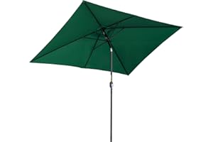 SOLD BY MHSTAR Outsunny 3x2m Garden Parasol Umbrella with Tilt and Crank, Outdoor Sun Shade Canopy with Aluminium Frame and Steek Ribs, Rectangular