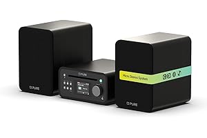 Pure Classic Stereo Mini Mikro HiFi Anlage mit CD-Player DAB+ Radio Bluetooth 5.3 USB AUX Kopfhöreranschluss Fernbedienung 40 W Stereo Holzoptik – Schwarz