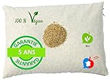 La Cocarde Verte - Oreiller Millet Bio - Oreiller Ergonomique pour la Nuque Coton Bio et balles végétales Bio - Fabrication française Garantie 5 Ans - Écru Naturel