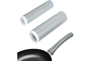 HIENCE 2 Sizes Silicone Pan Handle Covers - Heat Resistant Non-Slip Handle Sleeves for Cast Iron Skillets, Metal Frying Pans, Kitchen Cooking Accessories, Grey