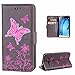 Produktbild Lederhülle Tasche für Samsung Galaxy J3 2016 / J3 2015 Handyhülle Flip Case Leder, Elegant Hüllen Blumen und Glitzer Schmetterling Muster Design Schutz Tasche Handytasche Cover Ledercase Schutzhülle mit Silikon TPU Innere für Samsung Galaxy J3 2016 / J3 2015, Hancda Leder Hülle Etui Brieftasche im Bookstyle Magnetverschluss Kartenfach Wallet Stand Case Ledertasche für Samsung Galaxy J3 2016 / J3 2015 - Grau