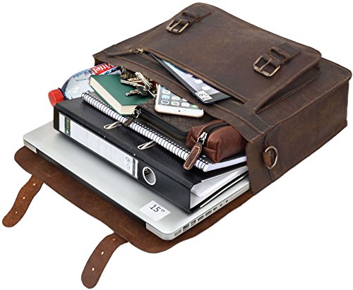 Ledertasche Gusti Leder studio „Floyd“ Rucksack oder Umhängetasche Laptoptasche 15,4″ MacBook Pro 15″ Tasche mit Rucksackfunktion Lederrucksack Rucksack Klassiker Vintage Cityrucksack Echt Leder Braun 2M1-26-54 - 4