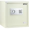 Rubik Safe Box, Digital Lock with Key, Large Capacity, Suiteable for Home Office, Protects Cash Money Documents (RB-40EGX, 40x38x30cm) Off White