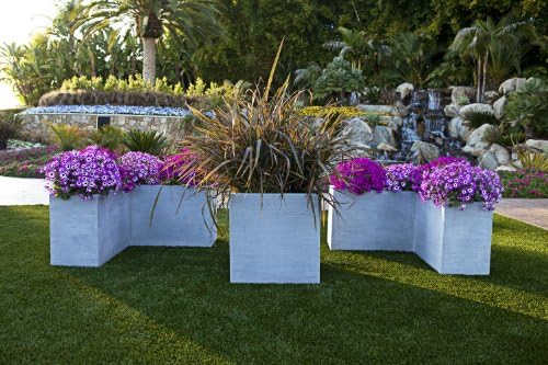 Amedeo Design 2513-209L ResinStone Square Modular Planter, 21 by 21 by 18-Inch, Limestone