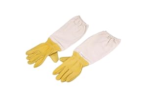 Zerodis 1 Paire De D'apiculture avec Manches Longues Ventilées de Protection Professionnel Anti Abeille Apiculture Apiculteur Équipement de Protection Gantelets Elastiques en Peau de