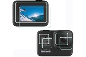 Protector de Pantalla para GoPro Hero8 Hero 8 Vidrio Templado y lente y pequeña pantalla frontal, ULBTER 0,3 mm Dureza 9H Antiarañazos Antihuellas【2+2+2 Unidades】
