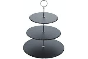 ARTESA Artesà Set da Portata per Torte a Tre Piani in Ardesia, Set per Torte in Piedi, 28,5x34,5cm, Confezione Regalo
