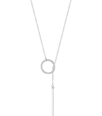 Collana Lunga A Strati Oro: Gioiello A Y Con Cerchi Intrecciati E Barra, Regalo Per Donne