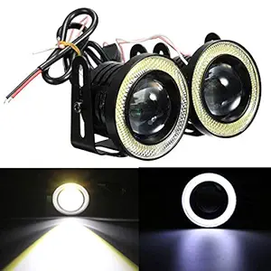 AUTOFORMERS Angel Eye Drl LED Light Black Fog Lamp for cars Set Of 2