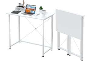 Lvhecforhm Mesa Escritorio Plegable, Blanco Mesa de Oficina Plegable, para Ordenador, Pequeño Mesa Ordenador Plegable Escritorios portátiles para Estudio, Casa Oficina 80x45.5x74cm