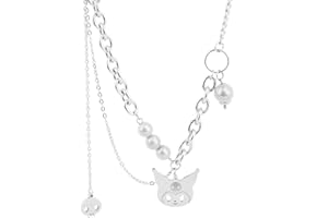 PQKL-party Collana riflettente multifilo con perline e ciondolo Kuromi, Kawaii collane per bambini
