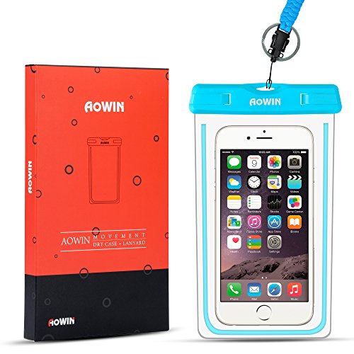 Custodia impermeabile, AOWIN Custodia a secco universale con cinturino militare regolabile per attivitÃ  all'aperto per iPhone 6S 6 6S Plus SE 5S Galaxy S8 Plus S7 S6 S5 Bordo S4 Nota 5 4 3, LG Huawei Fino a 6 pollici(Blu)